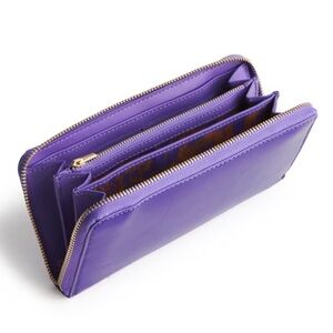 NWT Vera Bradley Leather Continental Wallet - Purple Metallic